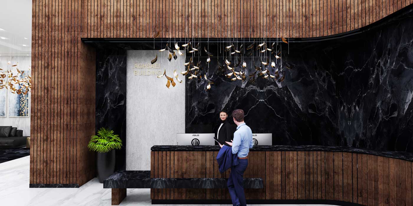 Residential lobby design of Dr. Aqsaei project